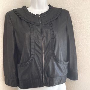 Women's Vintage HANNAH & GRACIE Black Jacket - M- Ruffles and Details- Oh my!
